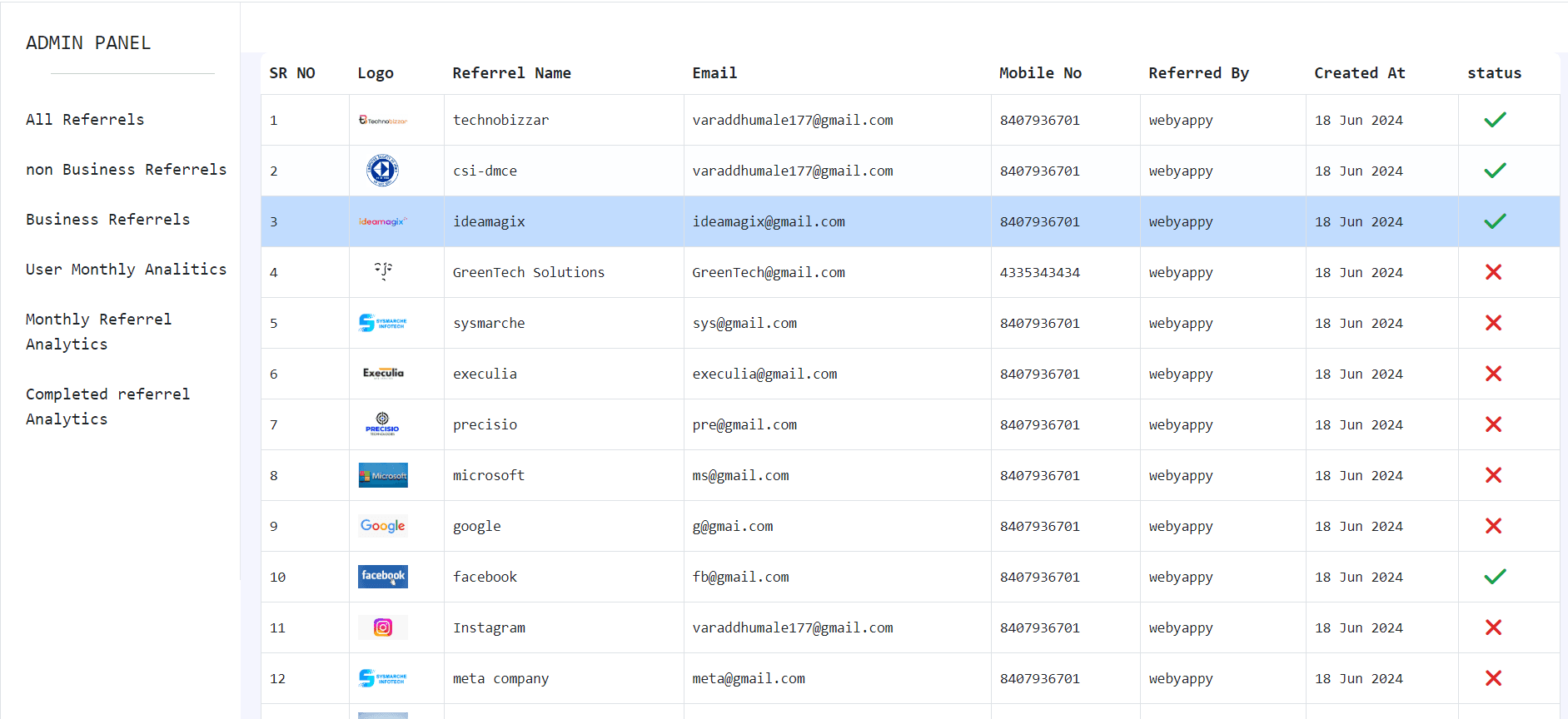 Weby-Appy - Referral